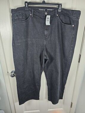 Torrid NWT High Rise Ankle Crop Classic Black Denim Jeans Plus Size 22